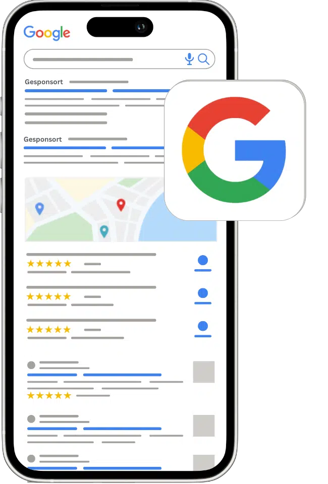 Google-Suche Kfz-Gutachter auf Smartphone